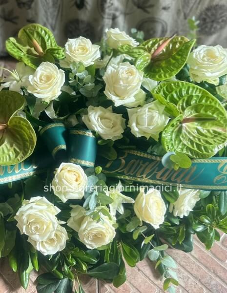 Cuscino funebre rose e anthurium