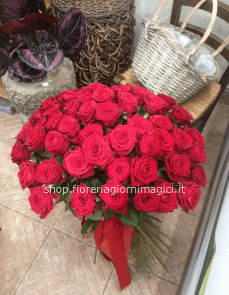 100 rose rosse gambo medio