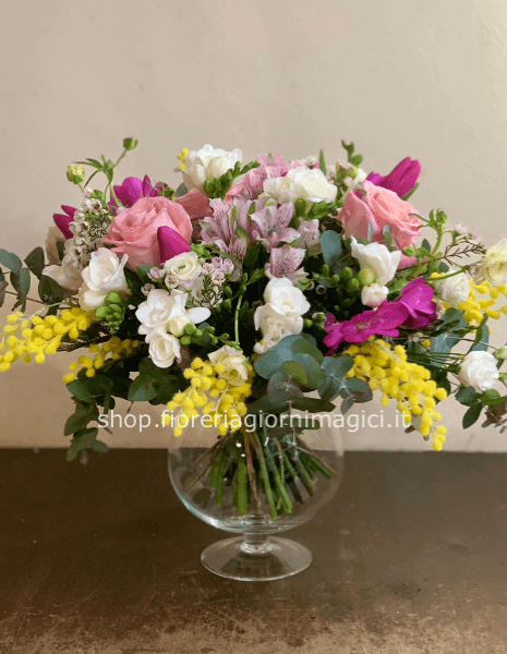 Bouquet fiori misti con mimosa