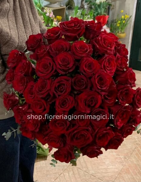 50 rose rosse gambo corto